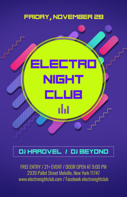 placeit neon party flyer template with customizable colors
