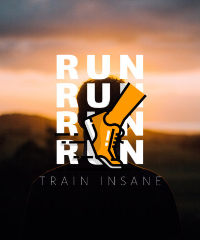 Sports Runner T-Shirt Design Template with Typography Text