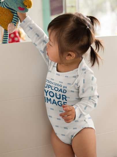 Placeit Onesie Mockup Of A Sweet Baby Girl In Her Bedroom