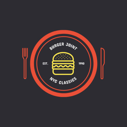 Retro Logo Template for a Fast Food Restaurant with a Burger Graphic 1013e