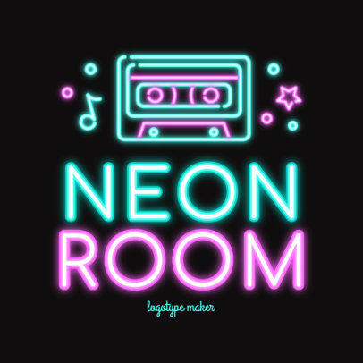 Placeit Logo Template For A Nightclub Featuring A Neon Spinning