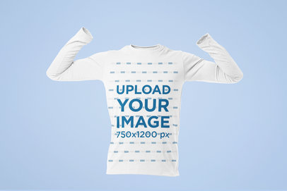 Men's Ghosted Mockup of a Long Sleeve Tee with Arms in the Air 29367