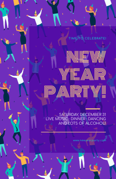 New Year Online Flyer Maker with Illustrated Party People 275g-1863