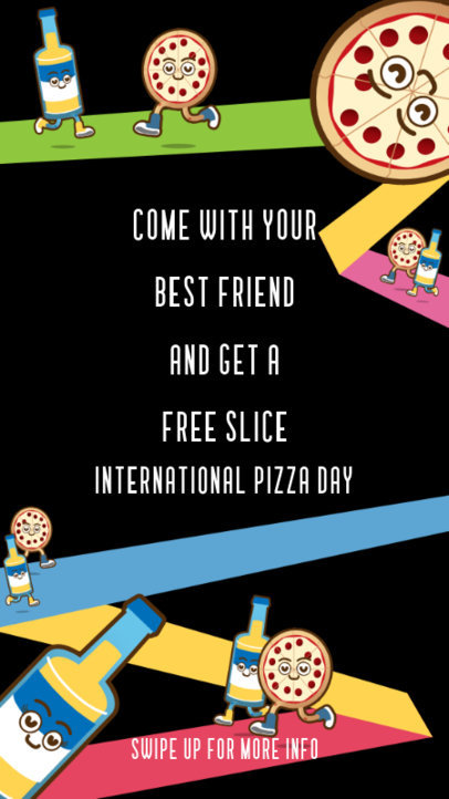 Instagram Story Generator for International Pizza Day with Cartoon Illustrations