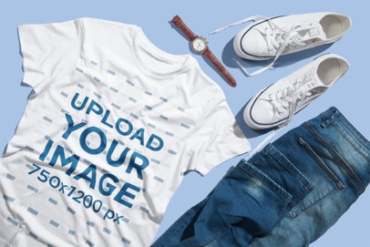 T-Shirt Mockup Featuring Jeans and Sneakers 3004-el1