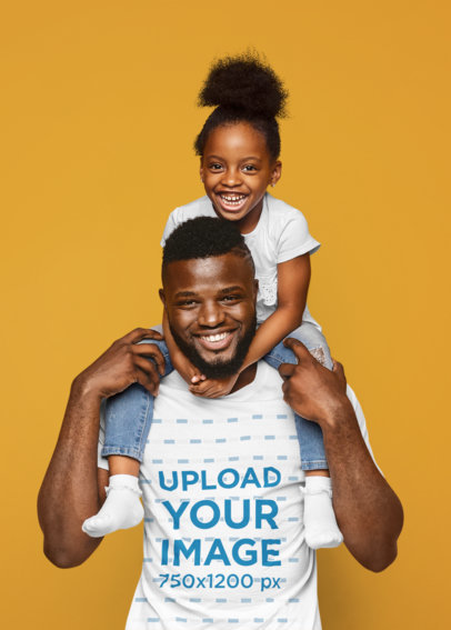 T-Shirt Mockup of a Father Carrying His Daughter on His Shoulders at a Studio 34632-r-el2