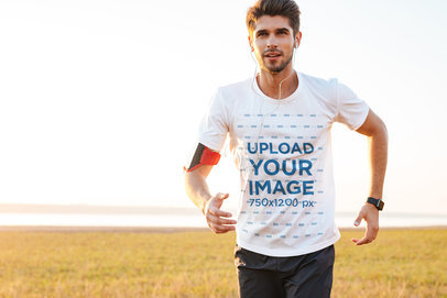 Mockup Featuring a Man Running with an Activewear T-Shirt 34438-r-el2