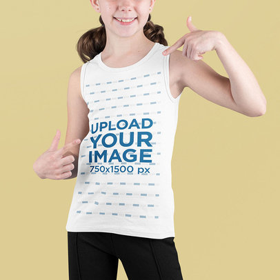 Cropped Face Mockup of a Little Girl Wearing a Tank Top